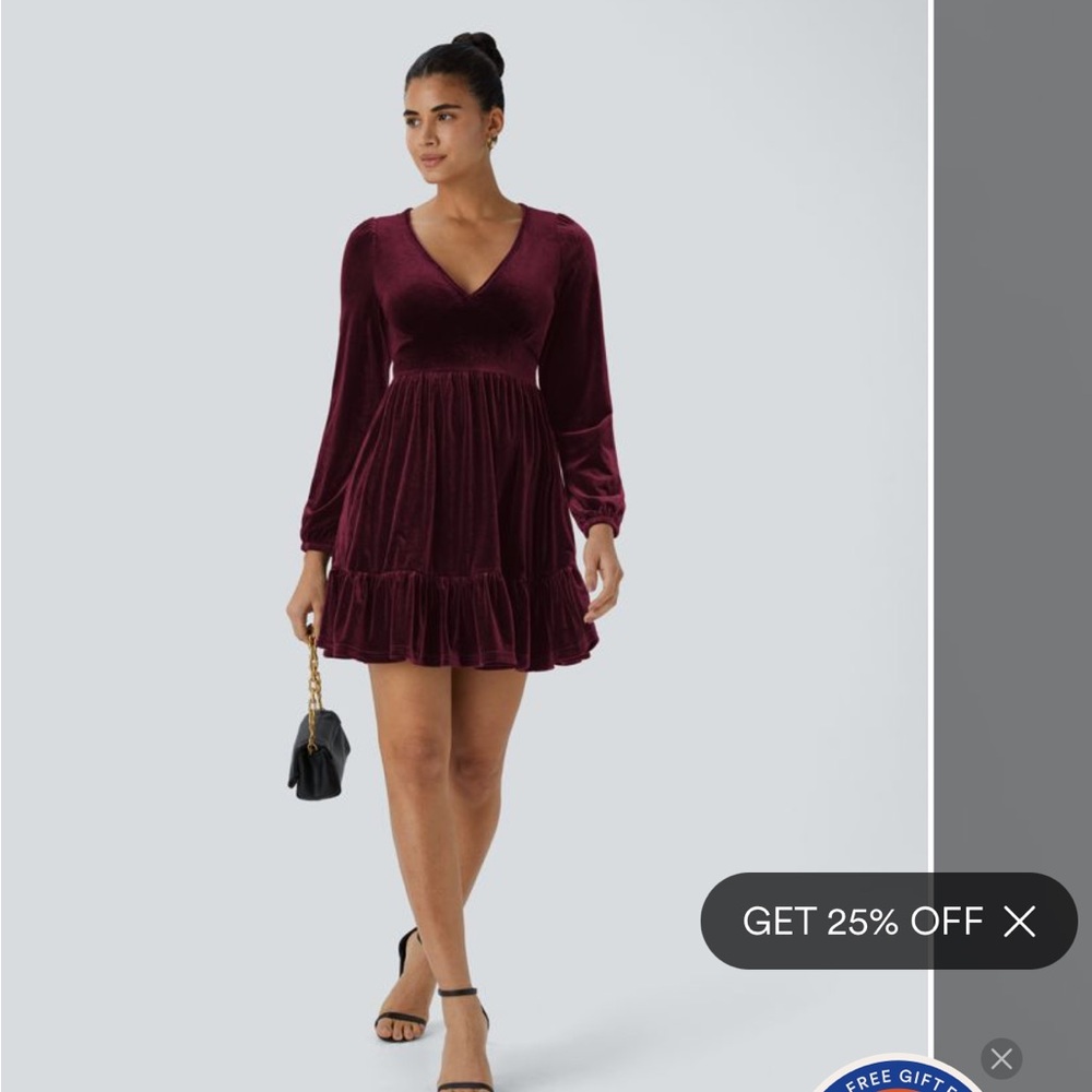 Elegant Velvet Burgundy Dress